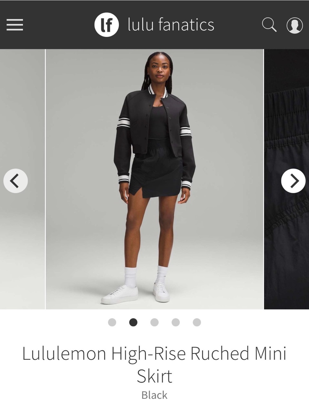 Lululemon NWT High-Rise Ruched Mini Skirt Size XL Black